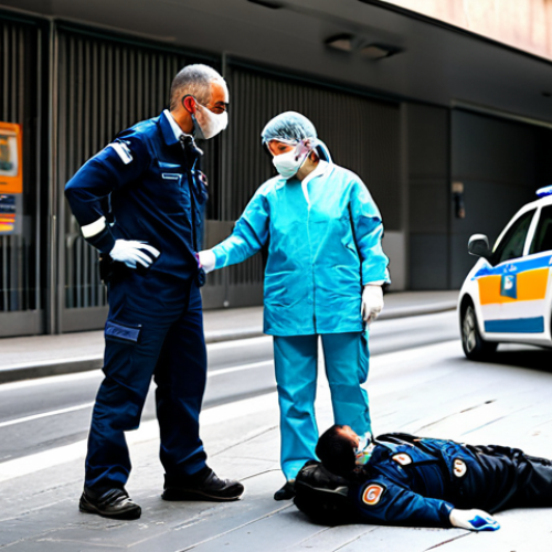 **

"A professional paramedic, fully clothed in appropriate medical attire, attending to a patient in a bustling urban environment in Barcelona, Spain. The paramedic is demonstrating clear communication and empathy while assessing the patient's condition. Background includes a modern ambulance and concerned bystanders. Safe for work, appropriate content, professional, perfect anatomy, natural proportions, high quality, family-friendly."

**