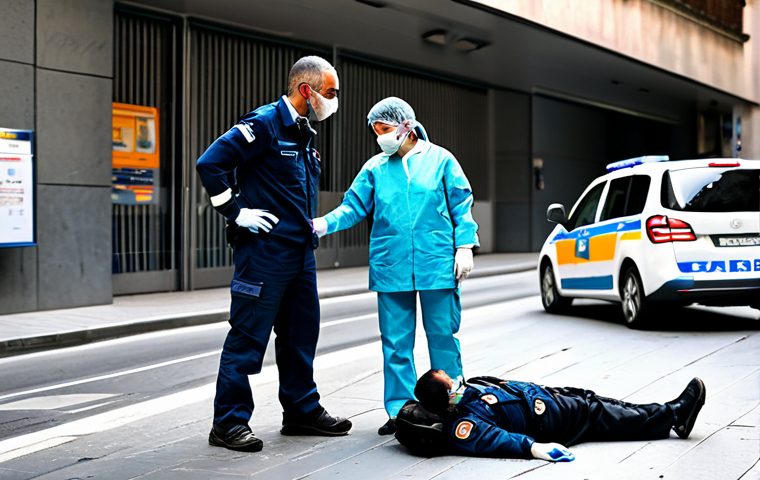 **

"A professional paramedic, fully clothed in appropriate medical attire, attending to a patient in a bustling urban environment in Barcelona, Spain. The paramedic is demonstrating clear communication and empathy while assessing the patient's condition. Background includes a modern ambulance and concerned bystanders. Safe for work, appropriate content, professional, perfect anatomy, natural proportions, high quality, family-friendly."

**