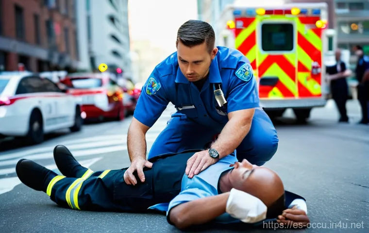 응급구조사 직업 만족도 - **Prompt:** A dynamic scene depicting an urban emergency response. A state-of-the-art ambulance with...