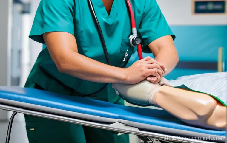 응급구조사 응급처치 사례 - **Prompt 2: Citizen First Aid - Stopping Bleeding**
    "An outdoor setting in a well-maintained urb...