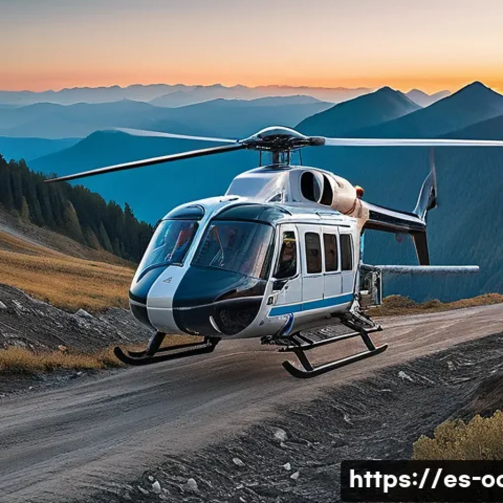 응급구조사와 항공 의료팀 - A detailed scene of a specialized medical helicopter performing an emergency airlift in a remote mou...