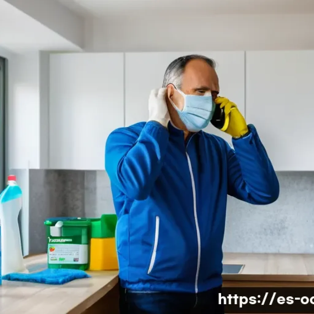 응급구조사와 독극물 중독 응급처치 - A detailed emergency scene in a modern Spanish home where a middle-aged man shows visible signs of p...