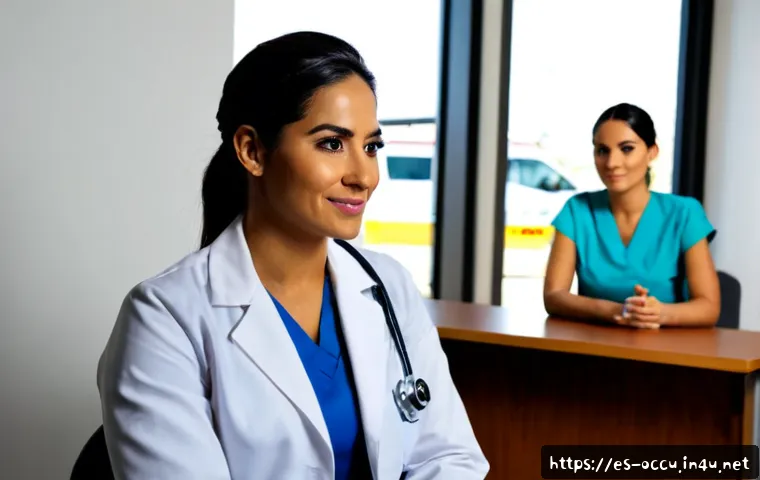 응급구조사 면접 성공 비법 - Photorealistic job interview for an emergency medical technician in a modern Spanish-speaking city h...